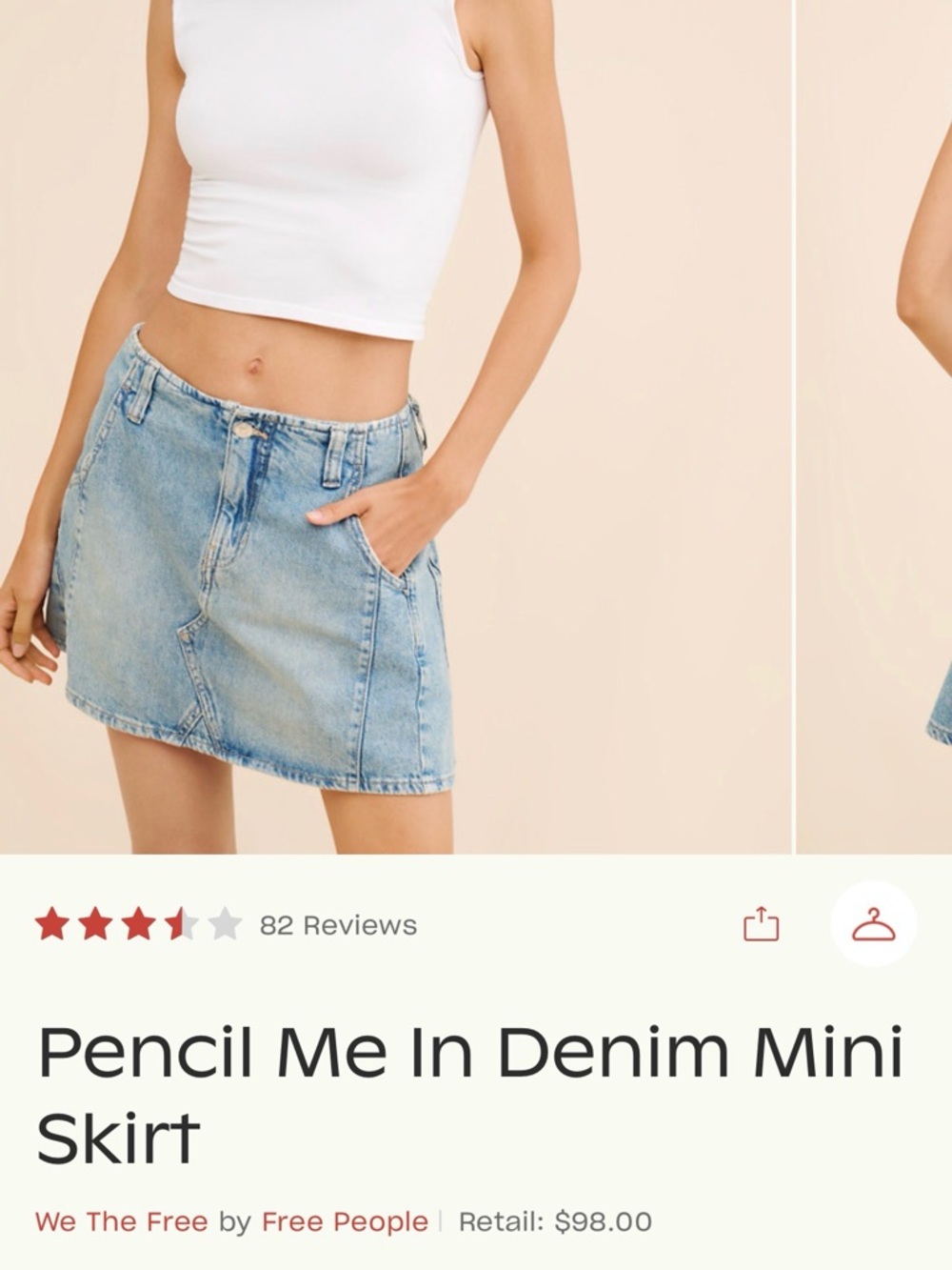 We The Free Light Blue Denim Mini Skirt